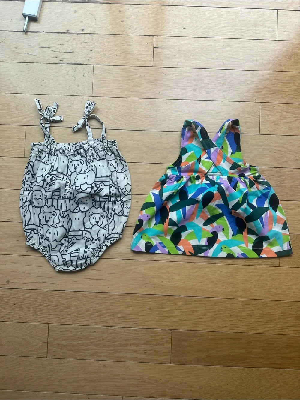 Hanna Andersson Colorful Toucan Print One-Piece Dress and Animal Print Onsie